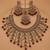 maroon mehndi-plated agate stone necklace set with earrings & maang tikka