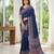 Neavy Blue Colour Mirror Work Border And Red Pallu With Red Tassels (Latkan) With Ajarakh Print Gajji Silk Saree