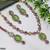 pista mehndi-plated agate stone necklace set with earrings & maang tikka