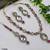 white mehndi-plated agate stone necklace set with earrings & maang tikka