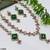 green mehndi-plated agate stone necklace set with earrings & maang tikka