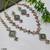 pista mehndi-plated agate stone necklace set with earrings & maang tikka