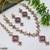 purple mehndi-plated agate stone necklace set with earrings & maang tikka