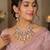 pink mehndi-plated agate stone necklace set with earrings & maang tikka