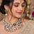  pista mehndi-plated agate stone necklace set with earrings & maang tikka