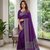 Purple Colour Mirror Work Border And Red Pallu With Red Tassels (Latkan) With Ajarakh Print Gajji Silk Saree