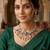 pista mehndi-plated agate stone necklace set with earrings & maang tikka