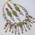 pista mehndi-plated agate stone necklace set with earrings & maang tikka