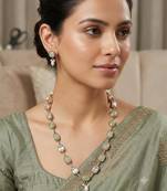 pista mehndi-plated agate stone necklace set with earrings & kundan