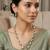pista mehndi-plated agate stone necklace set with earrings & kundan
