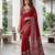 Red Colour Mirror Work Border And Red Pallu With Red Tassels (Latkan) With Ajarakh Print Gajji Silk Saree