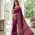 Wine Colour Mirror Work Border And Red Pallu With Red Tassels (Latkan) With Ajarakh Print Gajji Silk Saree