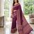 Wine Colour Mirror Work Border And Red Pallu With Red Tassels (Latkan) With Ajarakh Print Gajji Silk Saree