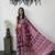 Wine Colour Mirror Work Border And Red Pallu With Red Tassels (Latkan) With Ajarakh Print Gajji Silk Saree