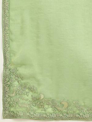 Trendmalls Chiffon Embroidery Sequence work Saree with Unstitched Blouse Piece 6
