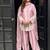 Pink pure crepe silk blend embroidered farshi suit with net dupatta