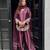 Wine pure crepe silk blend embroidered farshi suit with net dupatta