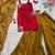 Rani pink hand painted fendy silk blend kurta palazzo set with dupatta