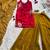 Rani pink hand painted fendy silk blend kurta palazzo set with dupatta