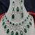 emerald green kundan necklace set with maang tika, earrings  royal zircon bridal jewellery