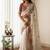 White Color Beautiful Aplic work with sequins and thread Embroidery Work Silk blend saree