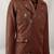 Men's brown  lambskin leather jacket multiple zipper & waist belt detail