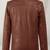 Men's brown  lambskin leather jacket multiple zipper & waist belt detail