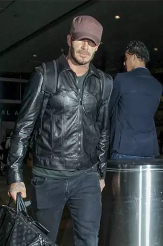 Men's black lambskin leather jacket 2 envelope pocket & button detail