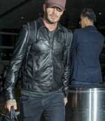 Men's black lambskin leather jacket 2 envelope pocket & button detail