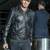 Men's black lambskin leather jacket 2 envelope pocket & button detail