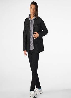 Men's black lambskin leather coat 4 envelope pocket & button detail 1