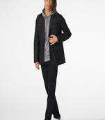 Men's black lambskin leather coat 4 envelope pocket & button detail