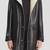 Men's black lambskin leather hooded coat 2 envelope pocket & button café collar detail
