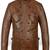 Men's  brown lambskin leather coat 2 envelope pocket & double-breasted buckle strap  detail