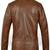 Men's  brown lambskin leather coat 2 envelope pocket & double-breasted buckle strap  detail