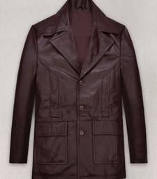Men's burgundy  lambskin leather coat 2 flap pockets &  chest pocket detail