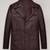 Men's burgundy  lambskin leather coat 2 flap pockets &  chest pocket detail