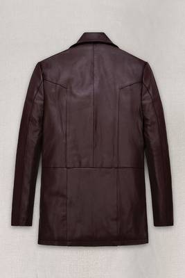 Men's burgundy  lambskin leather coat 2 flap pockets &  chest pocket detail 2