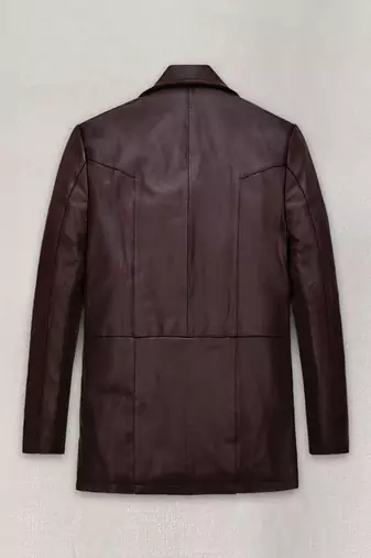 Men's burgundy  lambskin leather coat 2 flap pockets &  chest pocket detail