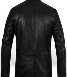 Men's black lambskin leather jacket 2 envelope pocket & button detail