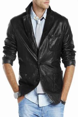 Men's black lambskin leather jacket 2 envelope pocket & button detail 1