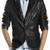 Men's black lambskin leather jacket 2 envelope pocket & button detail