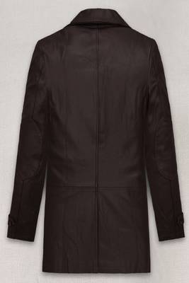 Men's  brown lambskin leather coat 2 pocket &  button  detail 2