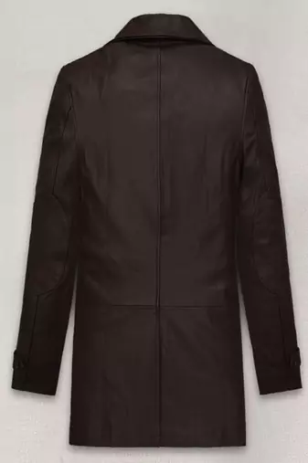 Men's  brown lambskin leather coat 2 pocket &  button  detail