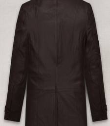 Men's  brown lambskin leather coat 2 pocket &  button  detail