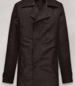 Men's  brown lambskin leather coat 2 pocket &  button  detail