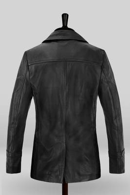 Men's  brown lambskin leather coat 2 pocket &  button  detail 4