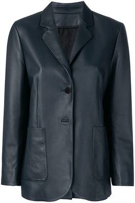 Men's black lambskin leather jacket 2 envelope pocket & button detail 2