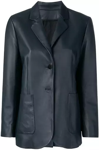 Men's black lambskin leather jacket 2 envelope pocket & button detail