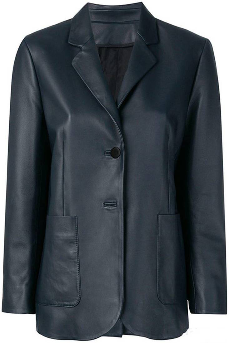 Men's black lambskin leather jacket 2 envelope pocket & button detail